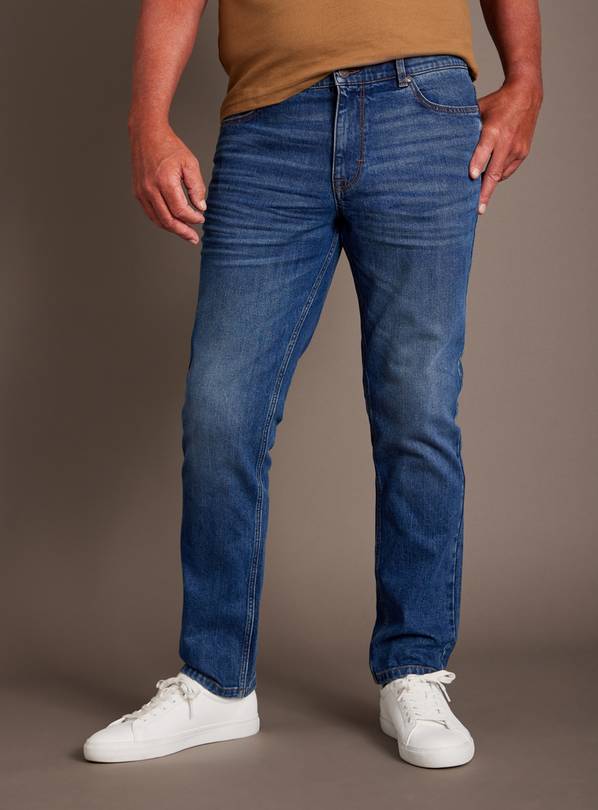 UNION WORKS Mid Blue Wash Straight Leg Denim Jeans 34R